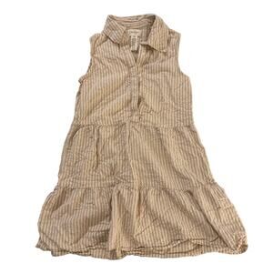 Jessica Simpson Linen Babydoll Sleeveless Collared Striped Top Dress Size XS